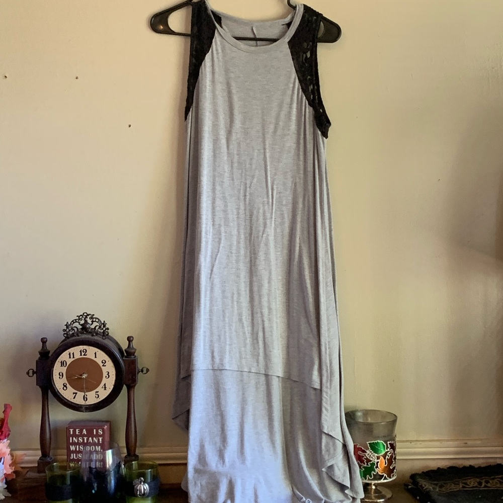 High Low Lace Shoulder Tank Dress